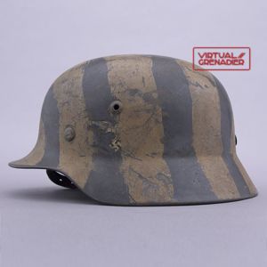 RH14 Luftwaffe M35 double decal tan striped camouflaged helmet