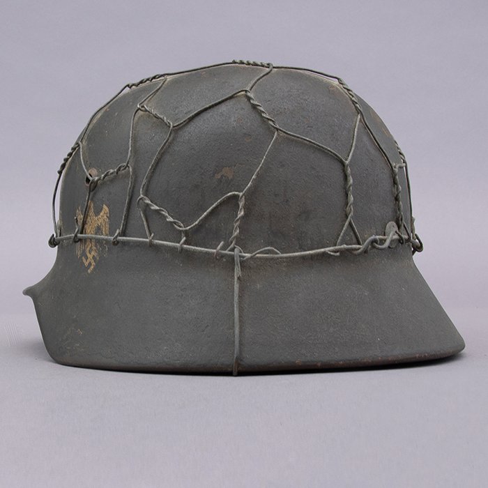 RH12 Heer M35 single decal half basket chickenwire helmet — image 8