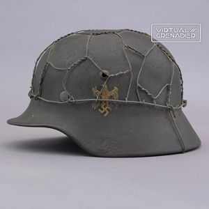 RH12 Heer M35 single decal half basket chickenwire helmet