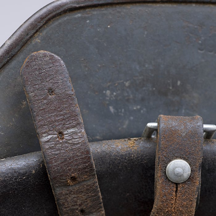 RH11 Luftwaffe M35 double decal olive and brown camouflaged overpaint helmet — image 17