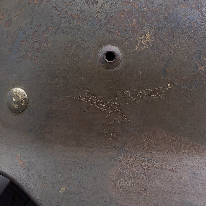 RH11 Luftwaffe M35 double decal olive and brown camouflaged overpaint helmet — image 3