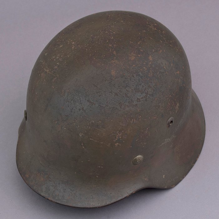 RH11 Luftwaffe M35 double decal olive and brown camouflaged overpaint helmet — image 6