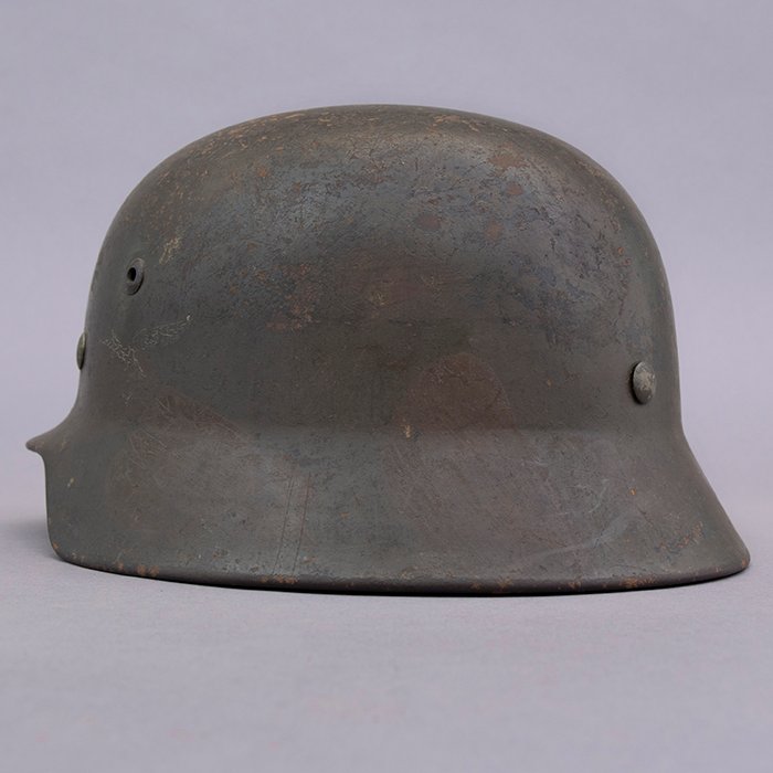RH11 Luftwaffe M35 double decal olive and brown camouflaged overpaint helmet — image 7