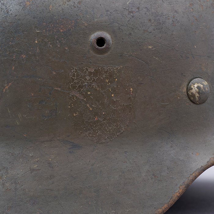 RH11 Luftwaffe M35 double decal olive and brown camouflaged overpaint helmet — image 9