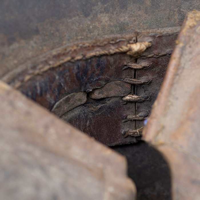 BAS18 M16 tri color camouflaged helmet with liner and chinstrap — image 22