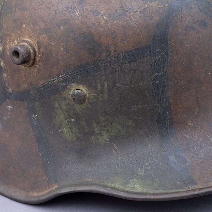 BAS18 M16 tri color camouflaged helmet with liner and chinstrap — image 8