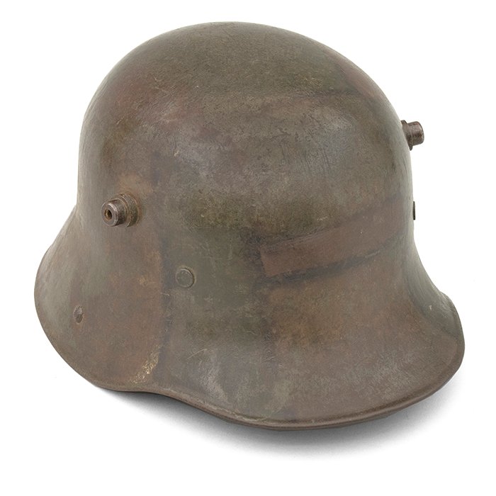 HFL7 M16 tri color camouflaged helmet with liner and chinstrap — image 11