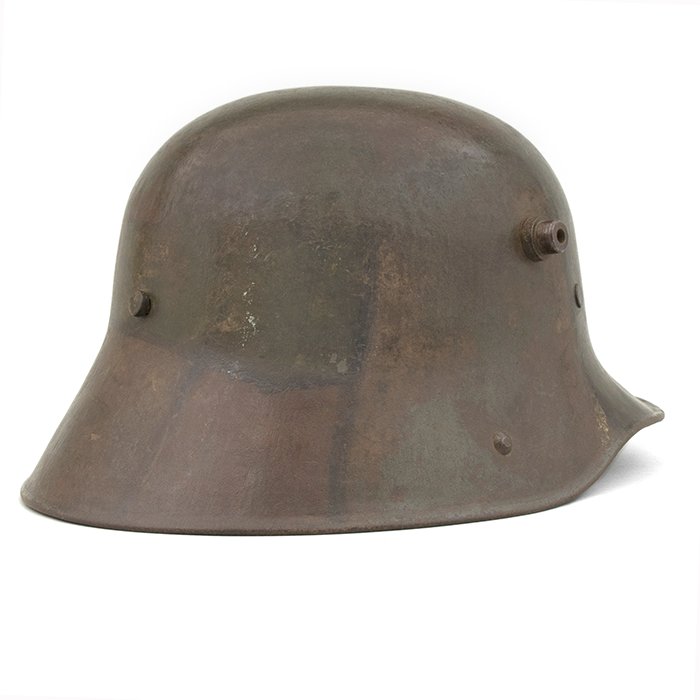 HFL7 M16 tri color camouflaged helmet with liner and chinstrap — image 12