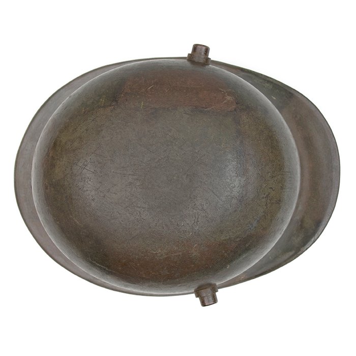 HFL7 M16 tri color camouflaged helmet with liner and chinstrap — image 13