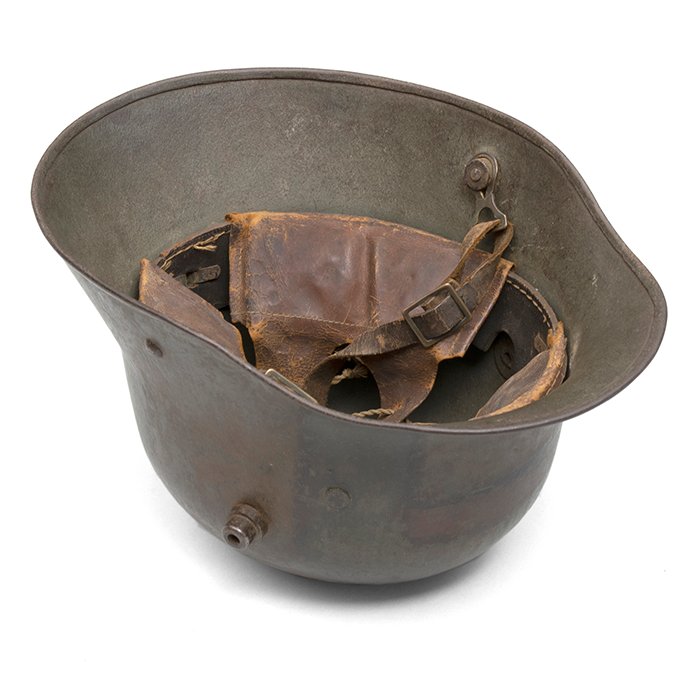 HFL7 M16 tri color camouflaged helmet with liner and chinstrap — image 14