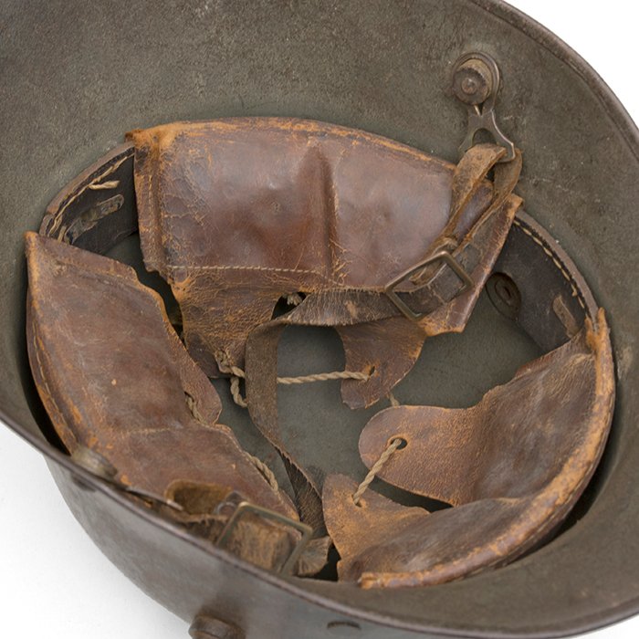 HFL7 M16 tri color camouflaged helmet with liner and chinstrap — image 15