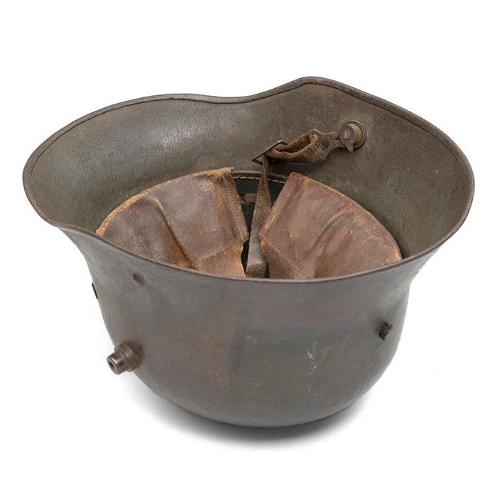 HFL7 M16 tri color camouflaged helmet with liner and chinstrap — image 17