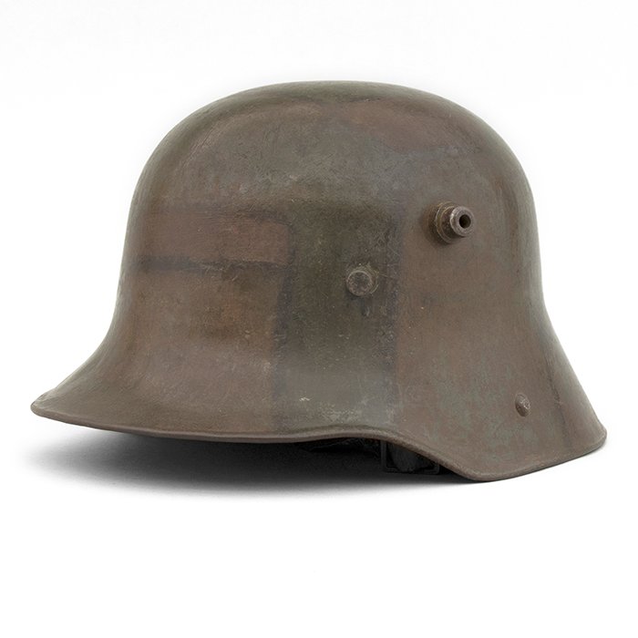 HFL7 M16 tri color camouflaged helmet with liner and chinstrap — image 4