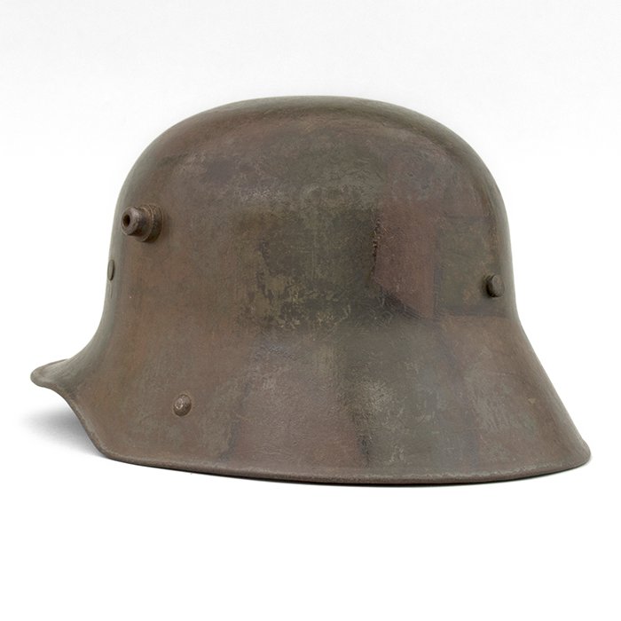 HFL7 M16 tri color camouflaged helmet with liner and chinstrap — image 5