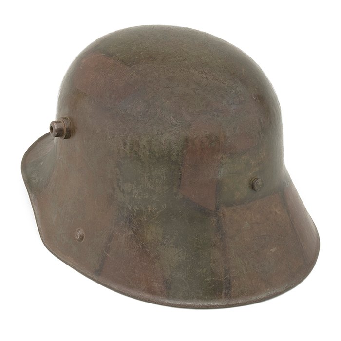 HFL7 M16 tri color camouflaged helmet with liner and chinstrap — image 7