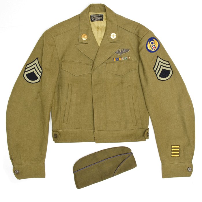 VRU3 U.S.A.A.F 8th Air Force NCO B-14 Flight jacket and overseas cap — image 2