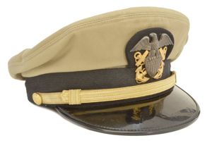 HFS4 U.S. Navy officer khaki visored cap