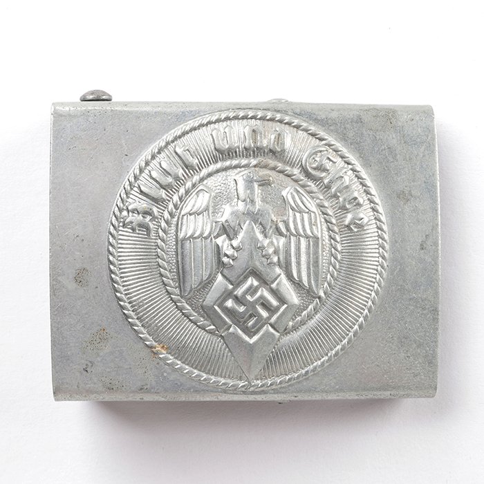 DM137 Unused Hitlerjugend buckle with crank catch and paper tag — image 2