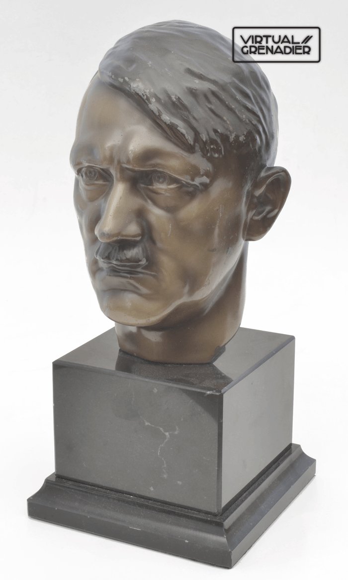 Hitler head bust mounted on black marble base — image 2
