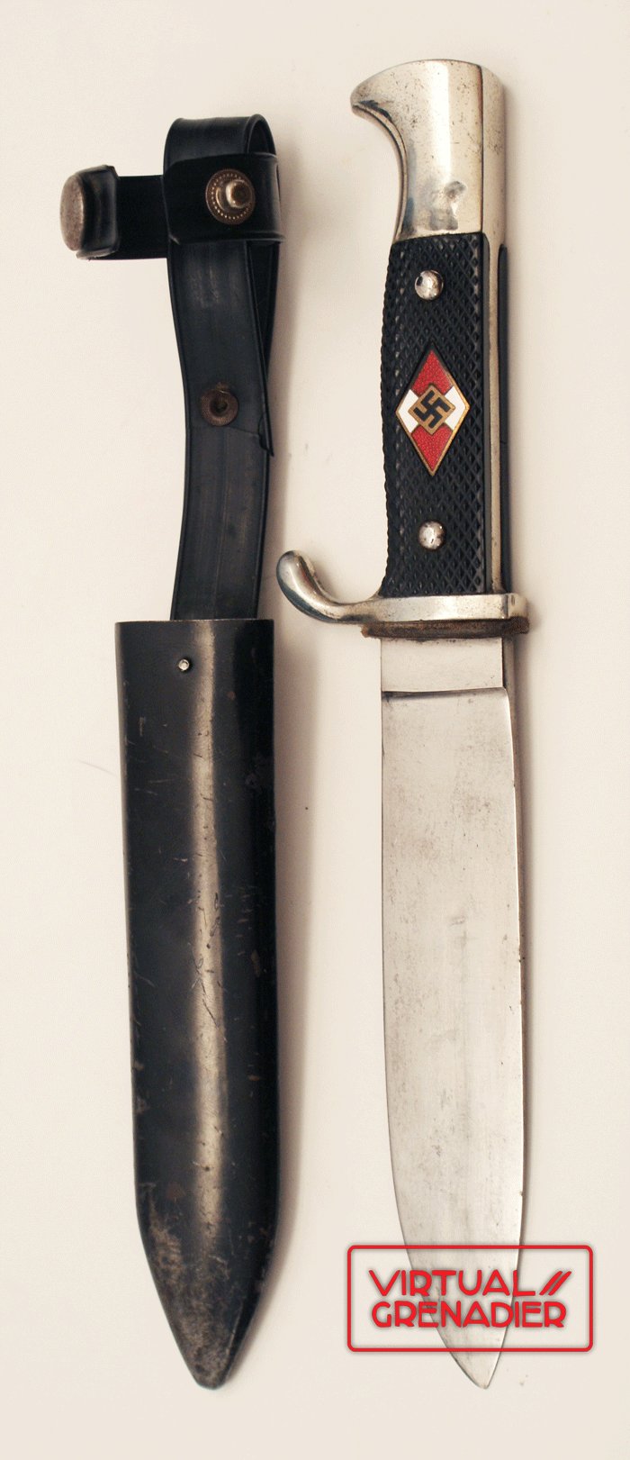 Hitlerjugend knife and scabbard, later quality — image 2