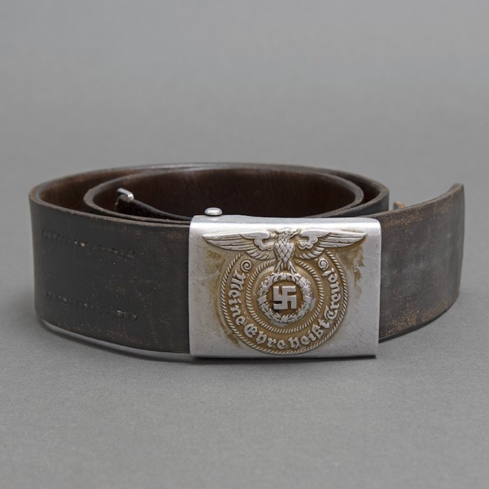 JDE111 Waffen-SS EM aluminum belt buckle with belt — image 3