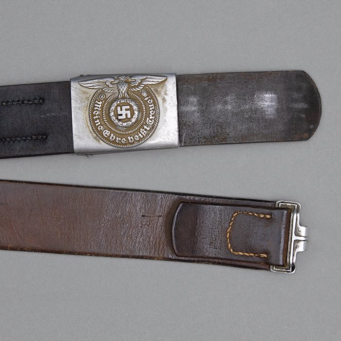 JDE111 Waffen-SS EM aluminum belt buckle with belt — image 4