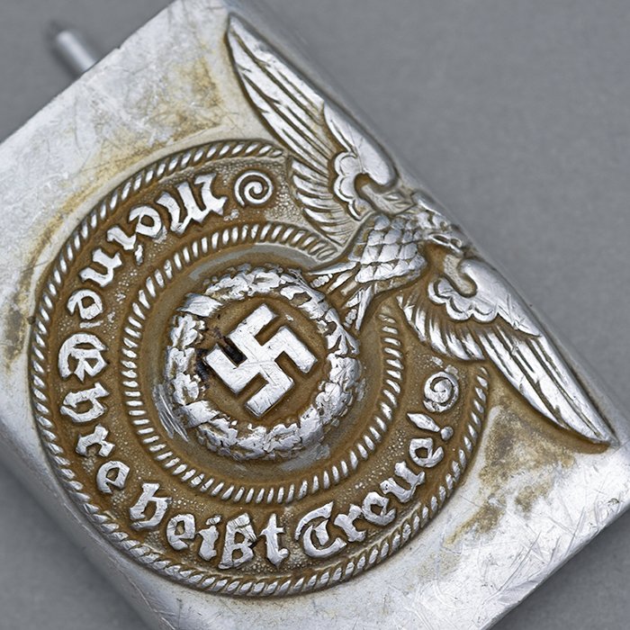 JDE111 Waffen-SS EM aluminum belt buckle with belt — image 6