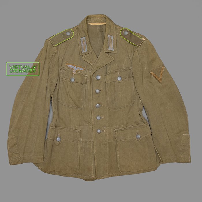 IRW36 Service used Peek & Cloppenburg manufactured Heer Panzergrenadier Gefreiter M42 style tropical service blouse — image 2