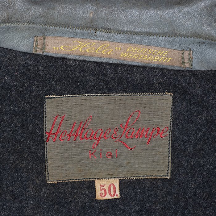 HES714 Set of Kriegsmarine double breasted grey leather deck jacket with matching trousers — image 6