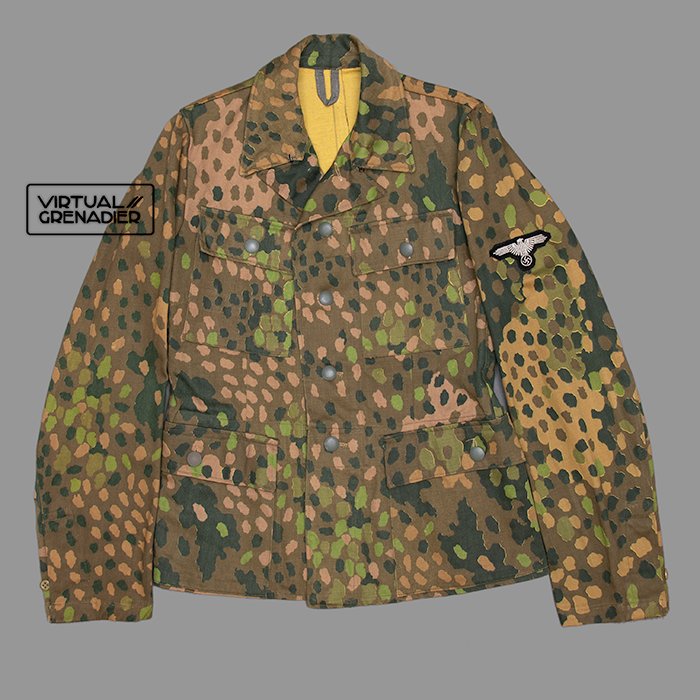 RAS68 Unissued Waffen-SS Erbsentarn pattern four pocket camouflaged jacket printed onto 'Olona' cotton fabric — image 2
