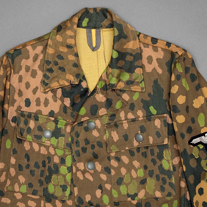 RAS68 Unissued Waffen-SS Erbsentarn pattern four pocket camouflaged jacket printed onto 'Olona' cotton fabric — image 3