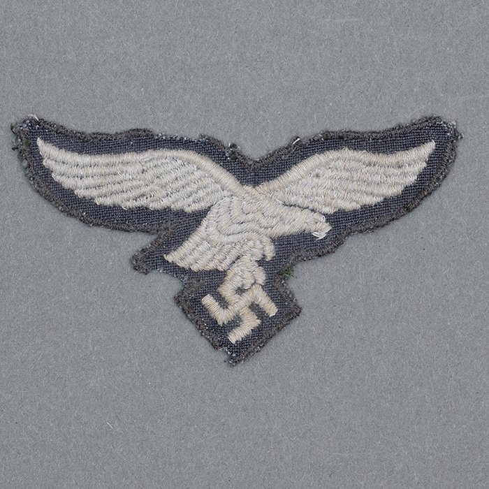 JDE7 Luftwaffe national emblem on rayon backing for overseas or M43 cap — image 2