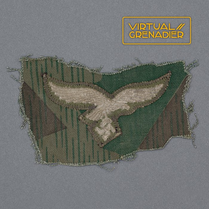 HD4 Luftwaffe national emblem cut from a mid war Splittertarn Fallschirmjäger jump smock — image 2