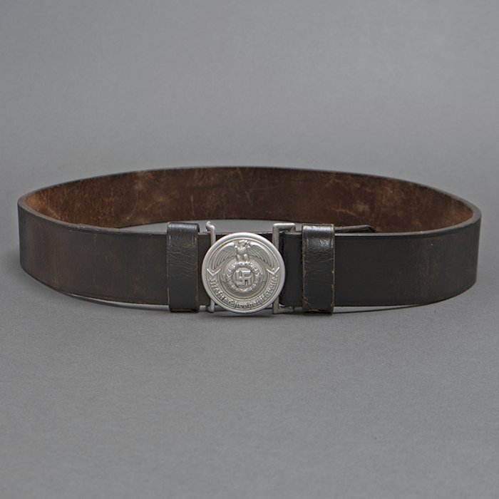 EC1 SS officer's aluminum buckle with black leather belt — image 3