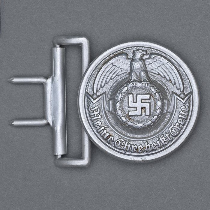 EC1 SS officer's aluminum buckle with black leather belt — image 5