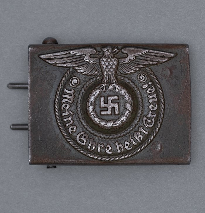 HT17 Waffen-SS EM painted steel belt buckle, marked RODO — image 2