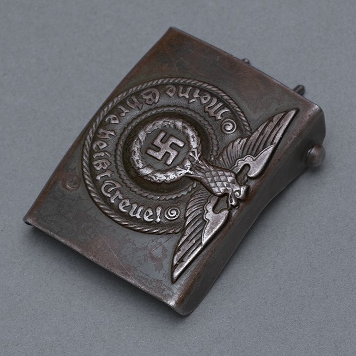 HT17 Waffen-SS EM painted steel belt buckle, marked RODO — image 3