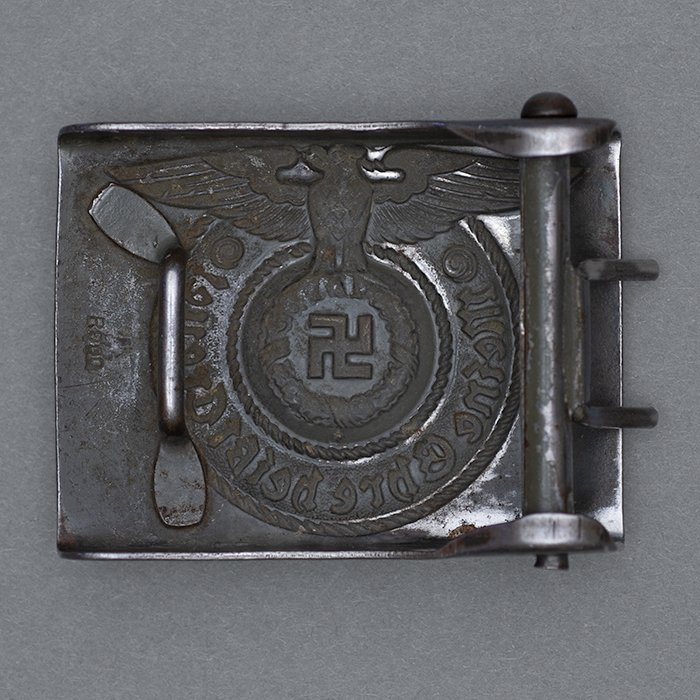 HT17 Waffen-SS EM painted steel belt buckle, marked RODO — image 5