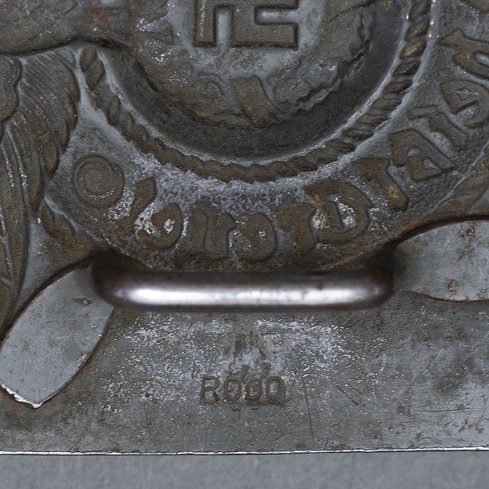 HT17 Waffen-SS EM painted steel belt buckle, marked RODO — image 6