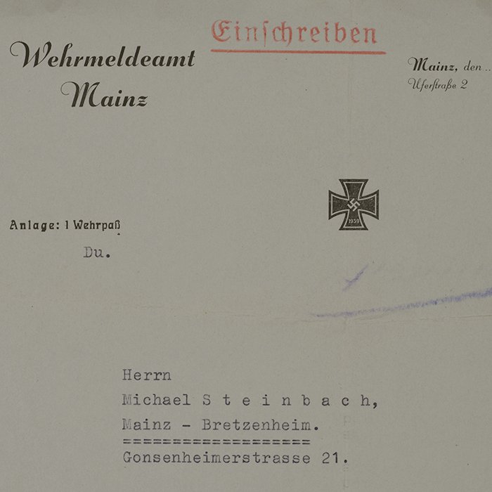 SH44 Large format official notification of death letter from Wehrmeldamt Mainz dated Nov. 1942 — image 3