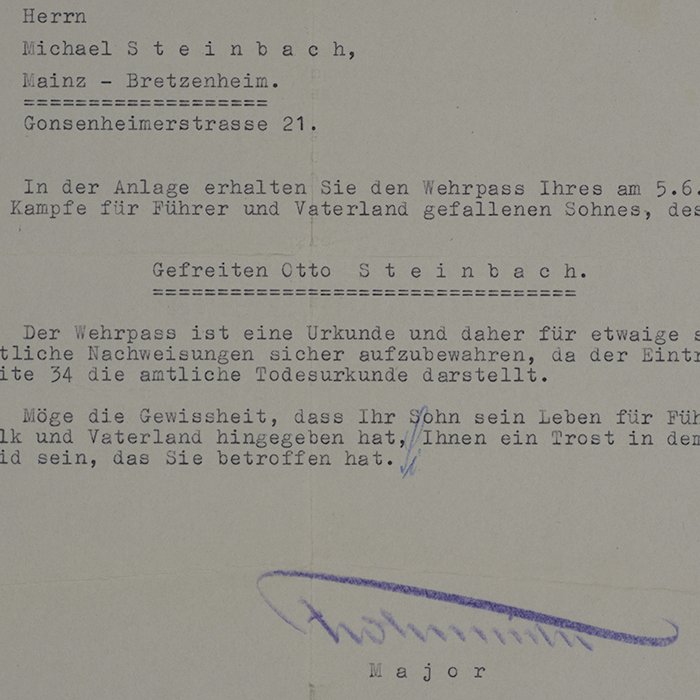 SH44 Large format official notification of death letter from Wehrmeldamt Mainz dated Nov. 1942 — image 4