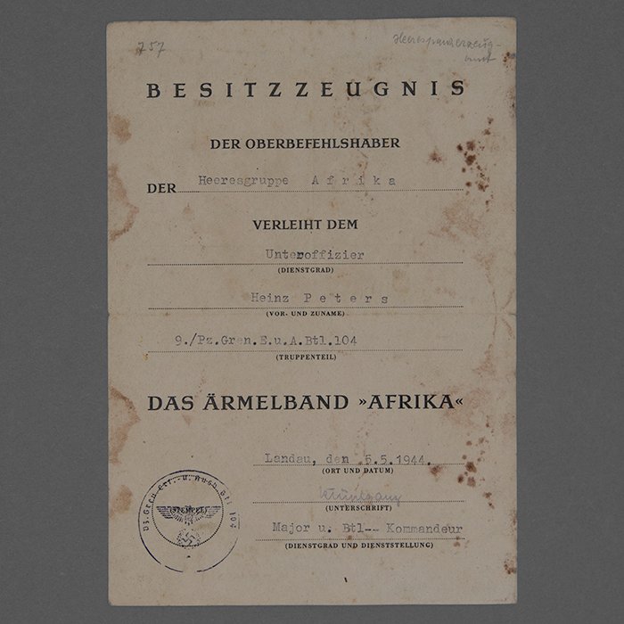 SH71 Set of four award documents for a Heer Panzergrenadier who served in North Africa — image 12