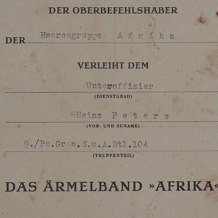 SH71 Set of four award documents for a Heer Panzergrenadier who served in North Africa — image 14