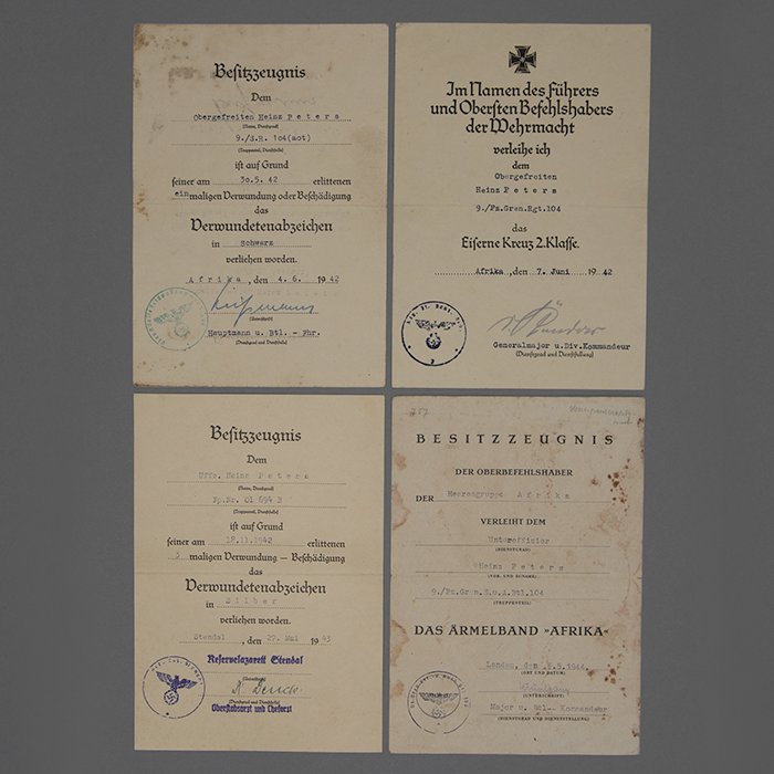SH71 Set of four award documents for a Heer Panzergrenadier who served in North Africa — image 2