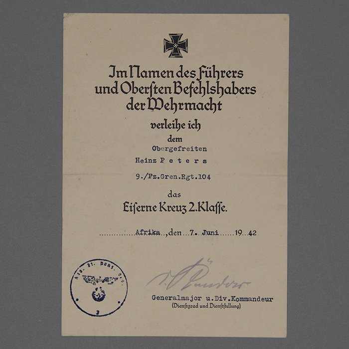 SH71 Set of four award documents for a Heer Panzergrenadier who served in North Africa — image 6