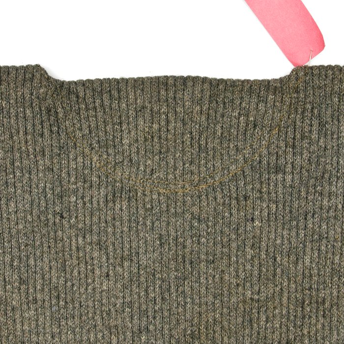 MCU42 German made crew neck sweater with button placket in olive green — image 9