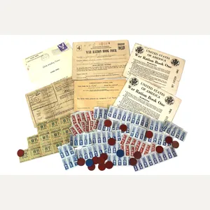 WW2 US RATION BOOKS AND STAMPS 1942-45