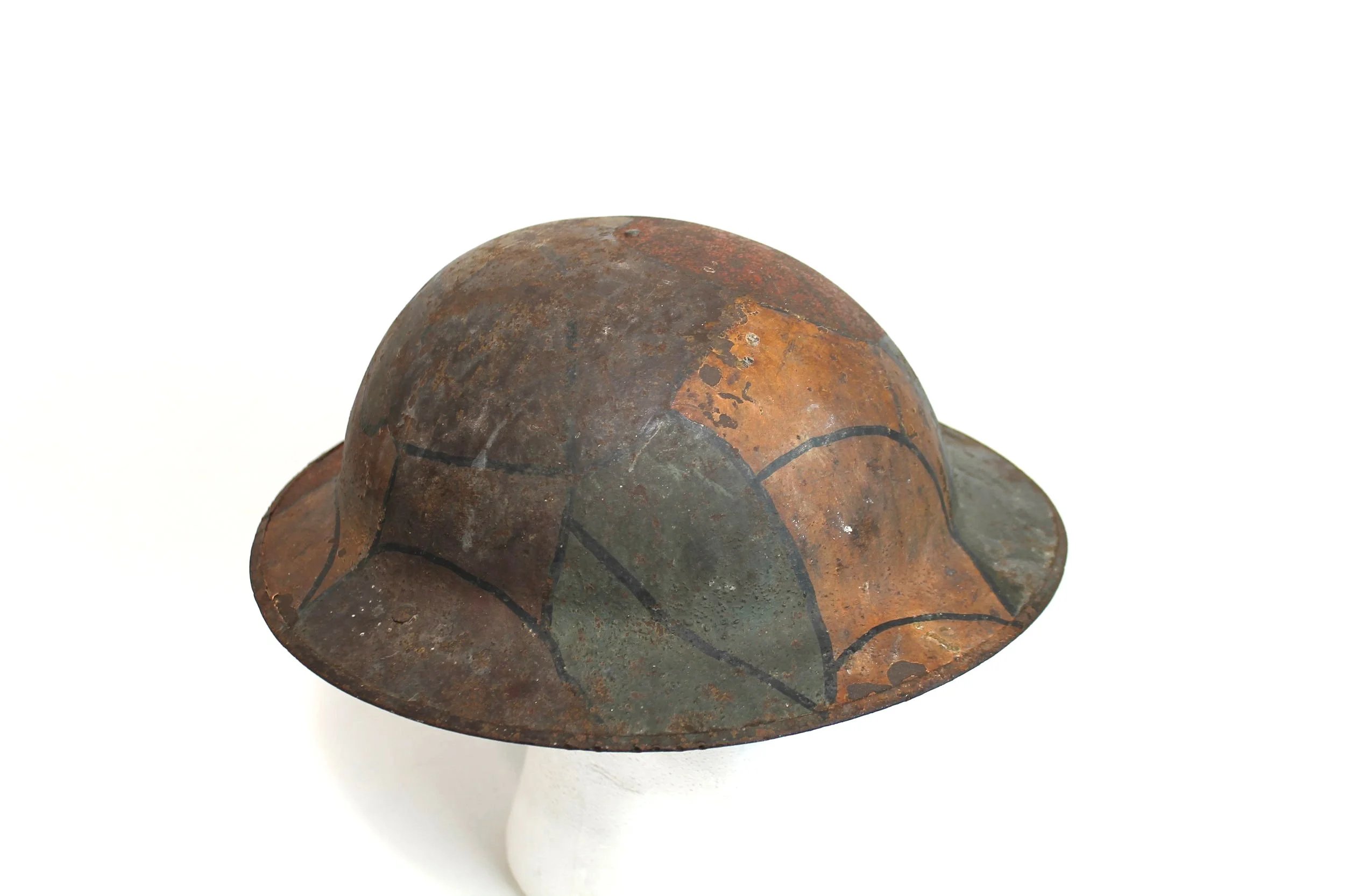 WW1 US Original Camouflage British Made Brodie Helmet — image 2