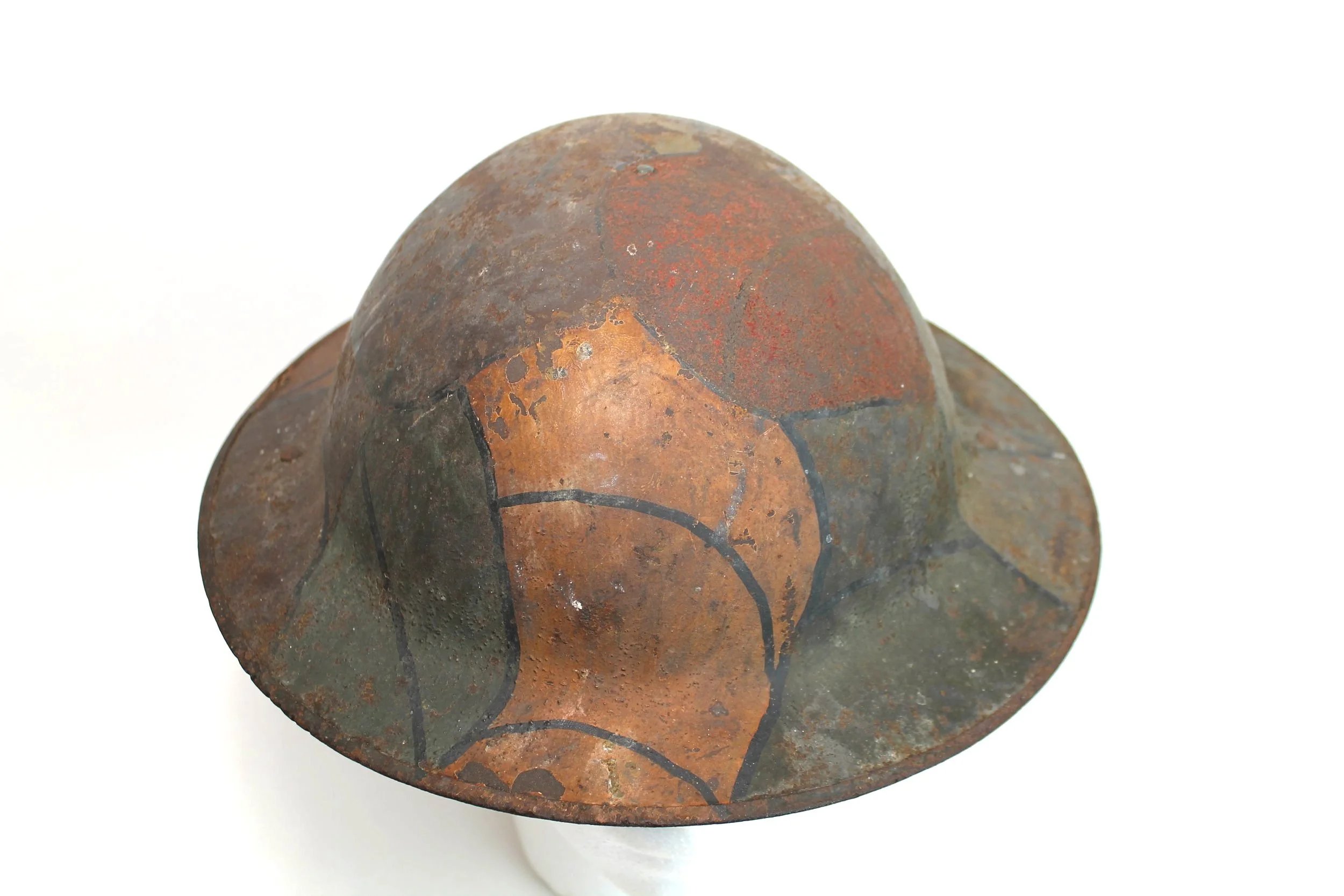 WW1 US Original Camouflage British Made Brodie Helmet — image 3