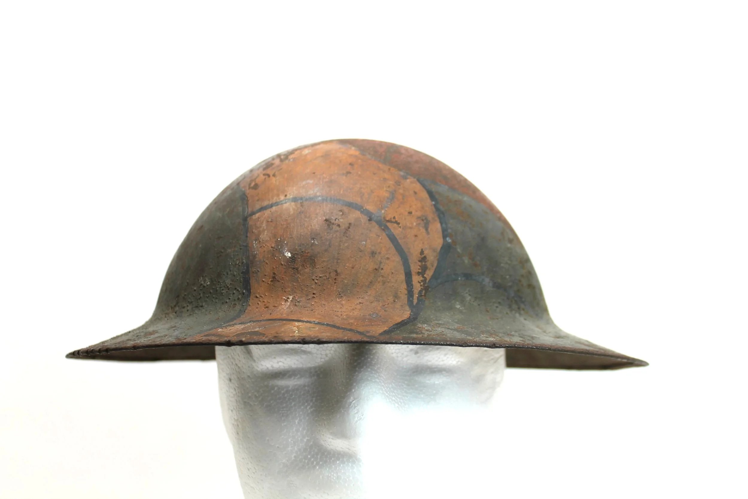 WW1 US Original Camouflage British Made Brodie Helmet — image 4